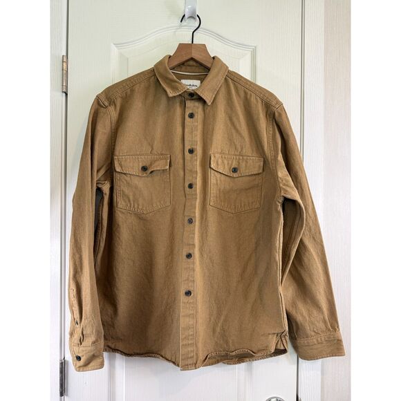 Goodfellow & Co. Tan Utility Button Up Shirt Heavyweight Cotton Men's L Large - Picture 1 of 11